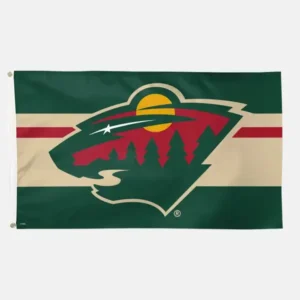 MInnesota Wild Flag - Tan/Red striped background